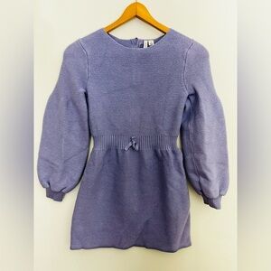 Janie and Jack Puff Sleeve Knit Sweater Dress Girls 12 Long Sleeve Lavender EUC